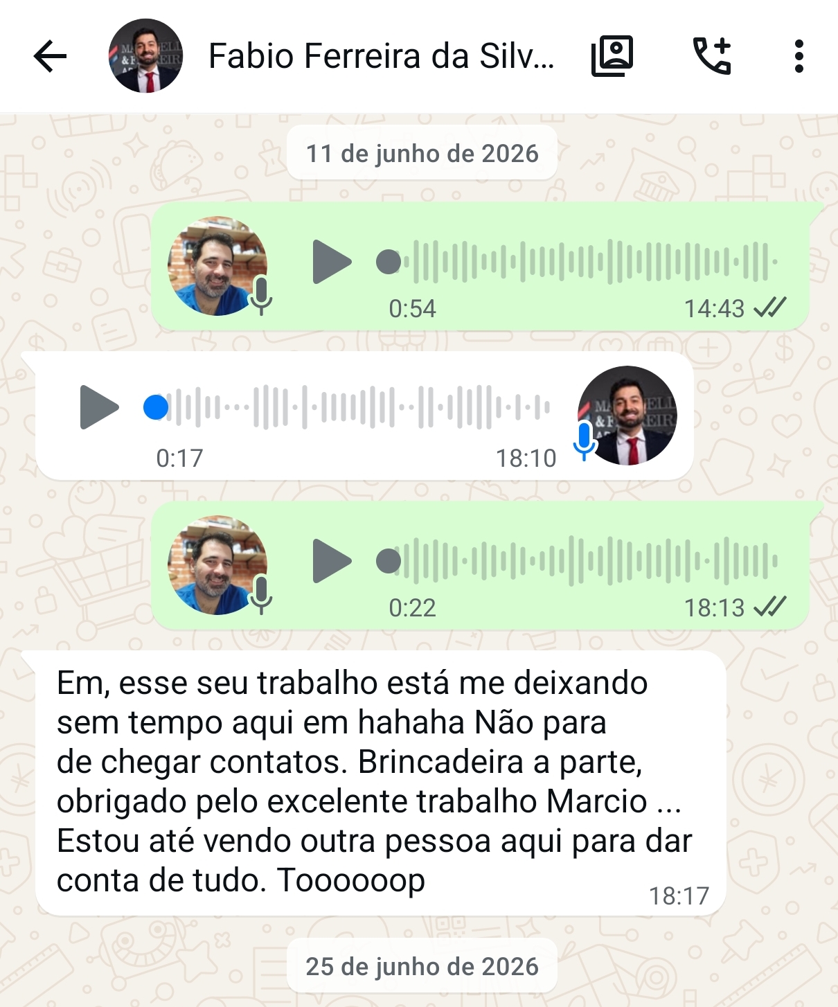 Mensagem de Fábio Ferreira